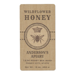 Ropa de inventiva rústica abeja miel etiqueta