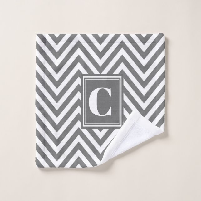 Ropa de lavado de chevron gris monogramo (Toallita)