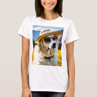 Ropa de mujer, camiseta de perro lindo