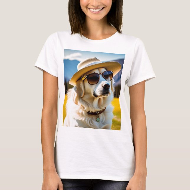 Ropa de mujer, camiseta de perro lindo (Anverso)