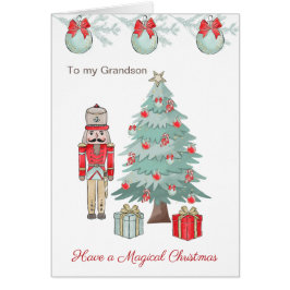 Ropa de nueces, árbol de Navidad, tarjeta de cabal