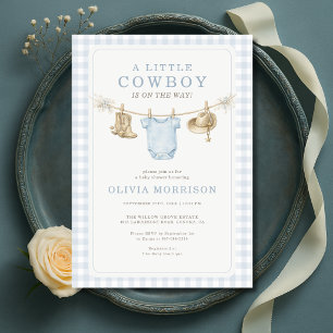 Ropa de vaquero pequeño Invitación para baby showe