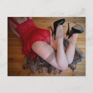 Ropa interior de encaje rojo foto postal