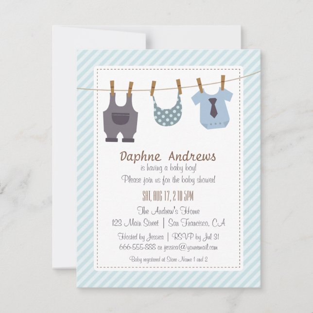 Ropa moderna para bebé Invitaciones para la fiesta (Anverso)