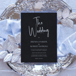 Ropa negra Invitación a la boda de escritura blanc