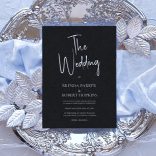 Ropa negra Invitación a la boda de escritura blanc