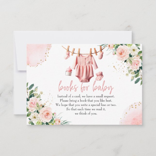 Ropa rosa Libros para tarjeta de bebé (Anverso)