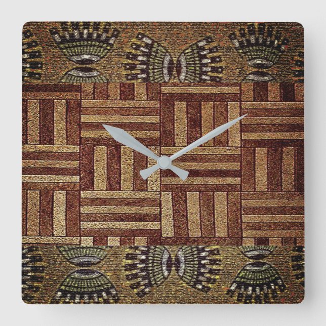 Ropa tribal de Kuba Imprimir reloj de pared cuadra (Anverso)