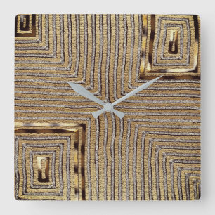 Ropa tribal de Kuba Imprimir reloj de pared cuadra