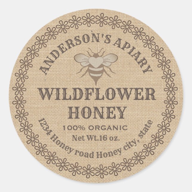 Ropa venenosa de abeja floral colmena etiqueta de  (Anverso)