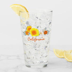 Róquet de amapolas con copa de vidrio de texto de