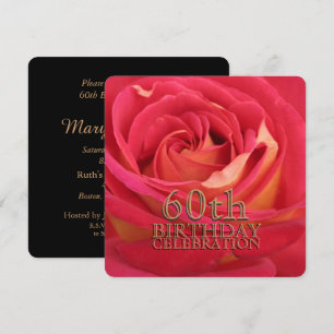 Rosa 60.ª invitación Personalizado de la celebraci