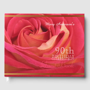 Rosa 90º libro de invitados Personalizado de la ce