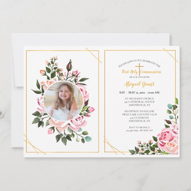 Rosa abraza la invitación a la fotografía religios (Anverso)