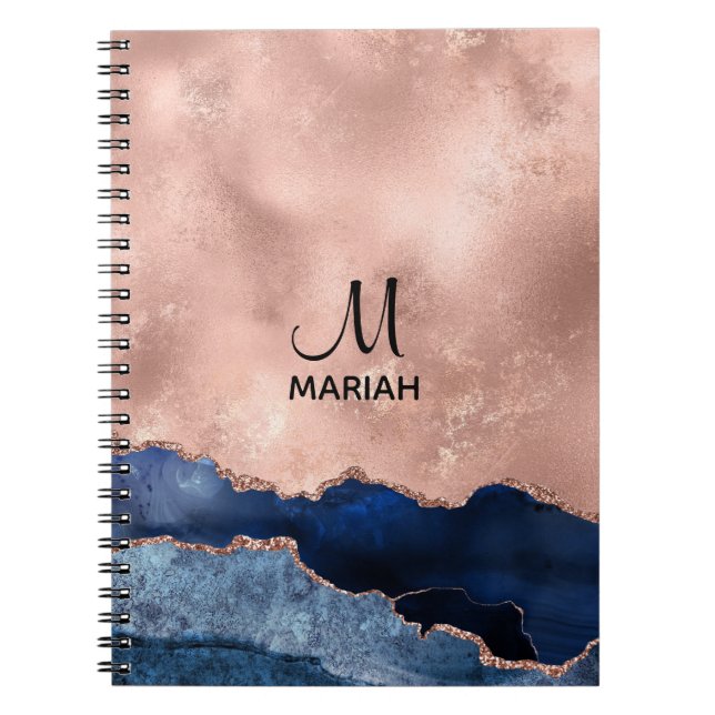 Rosa abstracta y azul marino - Cuaderno para ella (Frente)