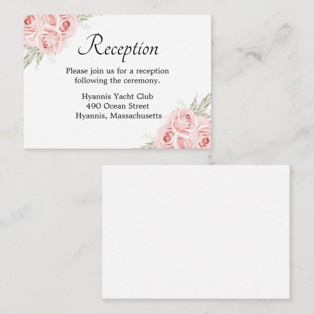 Rosa acuarela - Recepción de boda floral rosa (Anverso / Reverso)