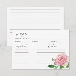 Rosa acuarela - tarjeta de recetaria