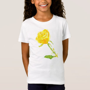 Rosa amarilla. Chicas Bella Jersey T-Shirt, Blanco