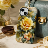 Rosa Amarilla Pálida Shabby Chic Vintage con Nombr