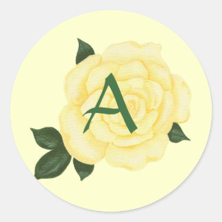 Rosa amarilla, pegatinas de boda monograma