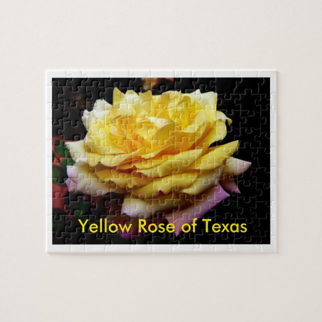 Rosa amarillo del rompecabezas de Tejas (Horizontal)