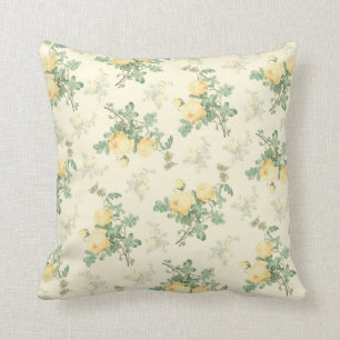 Rosa amarillo floral de la almohada de tiro de la