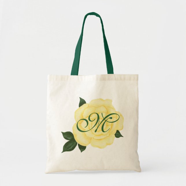 Rosa amarillo, las bolsas de asas del monograma de (Frente)