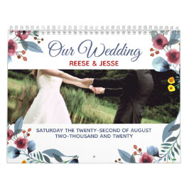 Rosa, amarillo y azul floral Nuestro calendario Bo