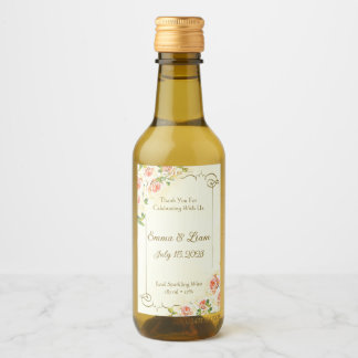 Rosa antiguo 2 x 3 etiqueta de mini vino