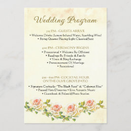 Rosa antiguo 5 x 7 Programa de boda plano