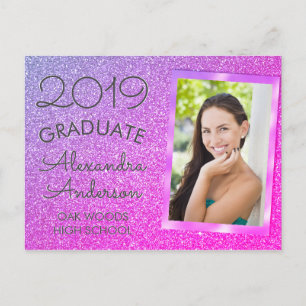 Rosa - Anuncio de graduación de Purpurina morado