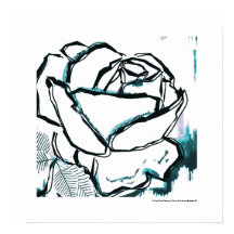 Rosa Aqua Blanca Negra Moderna - Flor de Arte Pop
