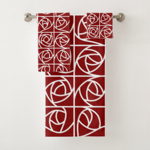 Rosa Art Deco Cuadrados estilizados Floral primari
