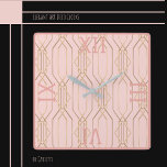 Rosa Art Deco Gold Pastel Sombra Reloj de pared cu<br><div class="desc">Elegante oro Art Deco respaldado en tonos Rosas Pastel y números numéricos romanos de ciruela Rosa y adorno. Ideal para entradas,  cenas,  zonas de estar y más. Disponible en varios colores.</div>