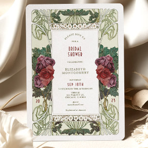 Rosa Art Nouveau de la invitación a la ducha nupci