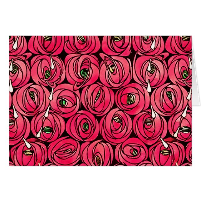 Rosa Art Nouveau Rennie Macintosh Graphic (Anverso (Horizontal))
