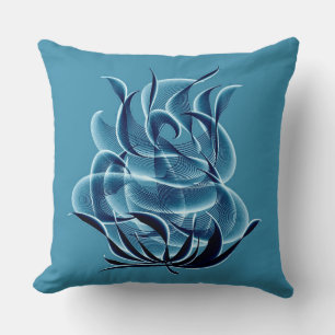 Rosa azul abstracto Cojín decorativo azul