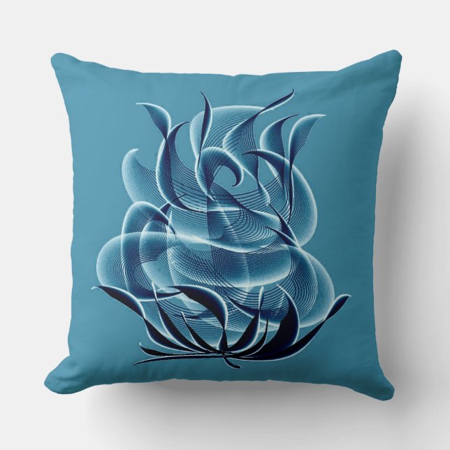 Rosa azul abstracto Cojín decorativo azul (Anverso)