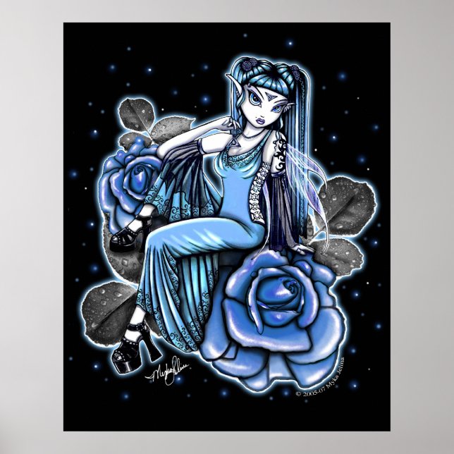 Rosa azul afinidad Posters de hadas (Frente)