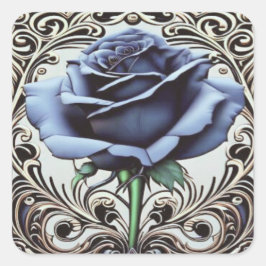 Rosa azul Art Nouveau Pegatina - Elegantes Des Flo