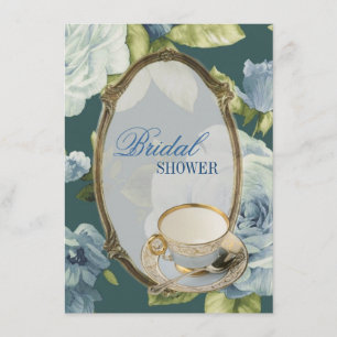 rosa azul Bridal Shower Tea Party Invitación
