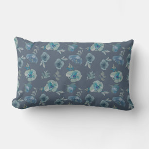 Rosa azul Cojín decorativo floral estilo lumbar