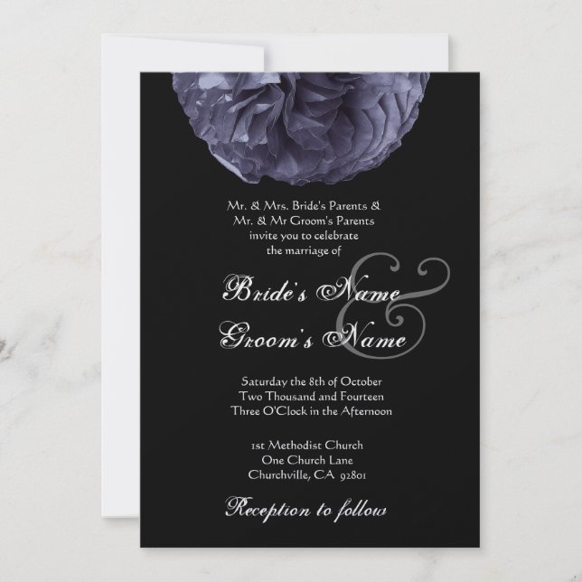 Rosa AZUL DE MEDIANOCHE Invitación a la boda (Anverso)