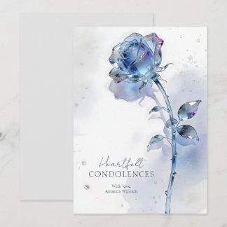 Rosa Azul de Vidrio Refined Tarjeta de Condolencia