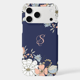 Rosa Azul Floral Personalizado Azul Marina