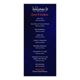 Rosa azul oscuro y coral - Programa de matrimonio