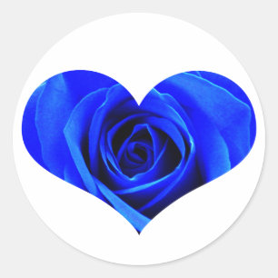 Rosa azul Pegatina del corazón