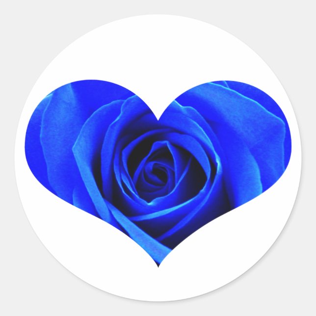 Rosa azul Pegatina del corazón (Anverso)