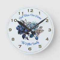 Rosa Azul personalizado reloj de pared Dios bendig