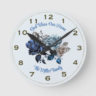 Rosa Azul personalizado reloj de pared Dios bendig